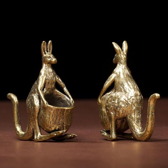 1 Piece Solid Copper Imitation Kangaroo Decoration Brass Kangaroo Miniature Statue Kangaroo Tabletop Decoration Crafts Gifts Brass Kangaroo Home Living Room Decorations