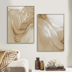 Abstract marble canvas wall art modern abstract marble art print brown and gold marble wall art marble picture wall decoration beige marble poster canvas painting bathroom decor 40.64 x 60.96 x 7.62 cm unframed