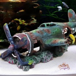 Aquarium Ornaments, Aquarium Rock Cave Decoration, Airplane Cave Accessories, Pool Decoration, Small Shrimp Fish, Turtle, Decorative Resin Landscape Fish Oil (24X 10.5X8cm)...